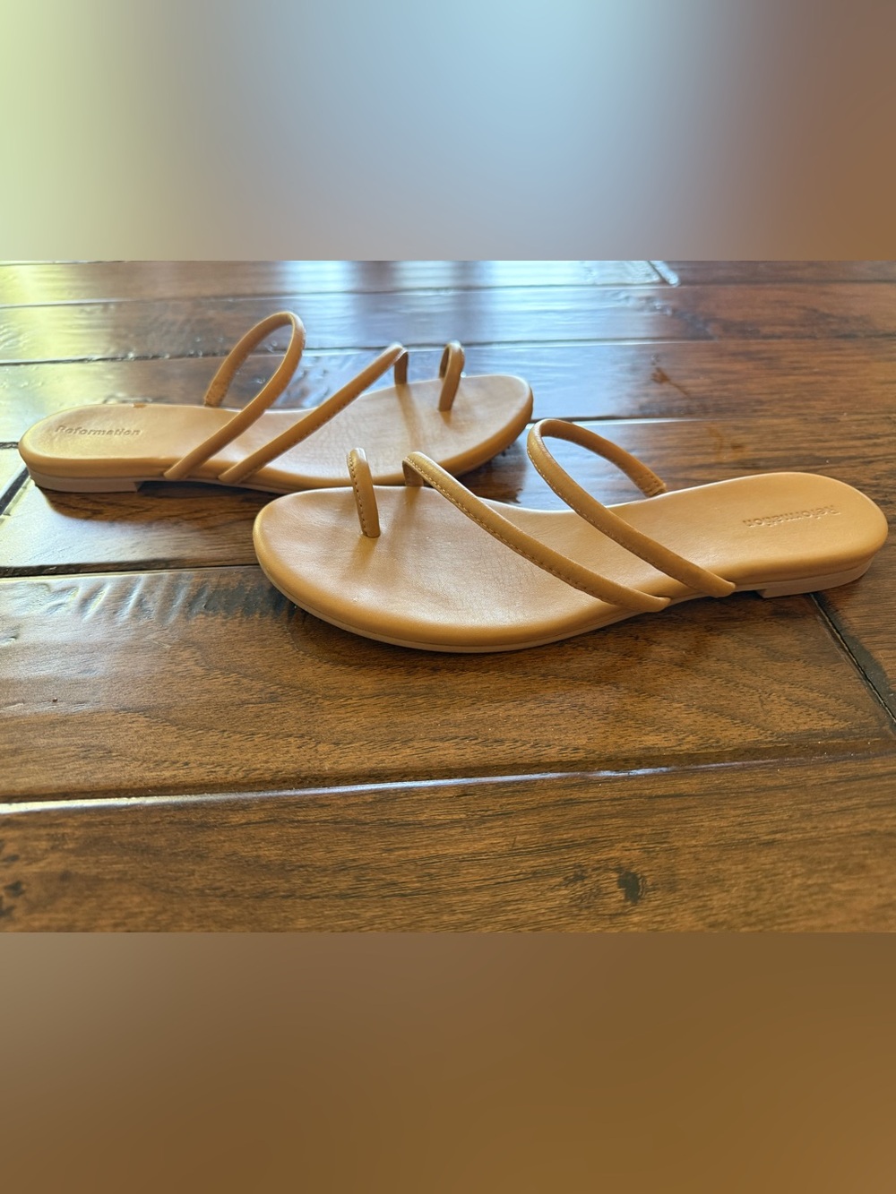 Reformation Ludo Toe Ring Strappy Flat Sandal - Buff - Picture 3 of 5